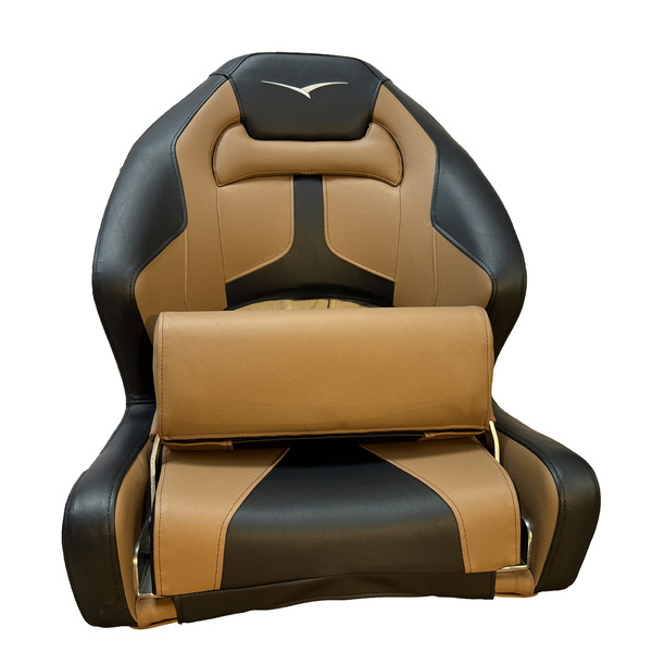Premium Ocean Striker Seat With W/ Flip Up Bolster Black/Tan 