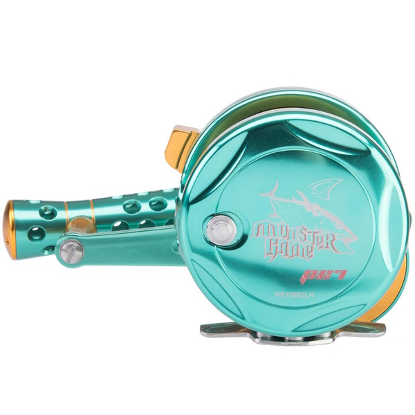 Monster Game Hg Pe7 Turbo Overhead Lever Drag Reel Green/Gold - Left Hand 