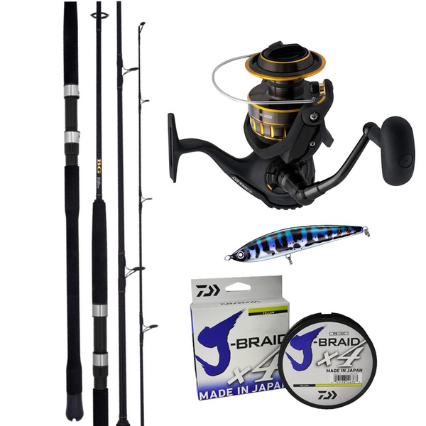 Bg 16 6500 Reel / Bg Bluewater S80 Spin Rod W/50Lb Braid + Lure