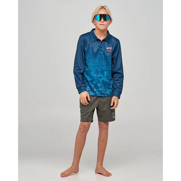 Mad Hueys Boys Sunshirt Send It Youth Fishing Teal