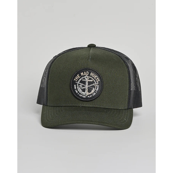 Mad Hueys Cap Trucker Captain Pirate Twill Oil Green