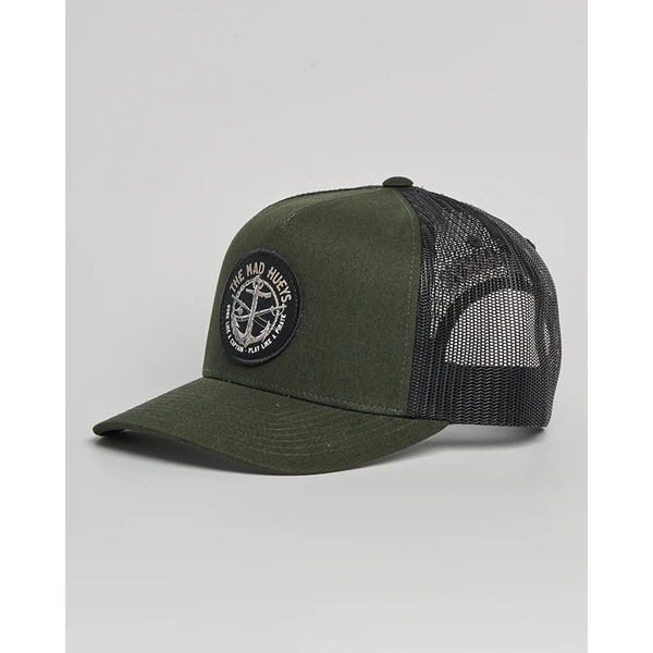 Mad Hueys Cap Trucker Captain Pirate Twill Oil Green