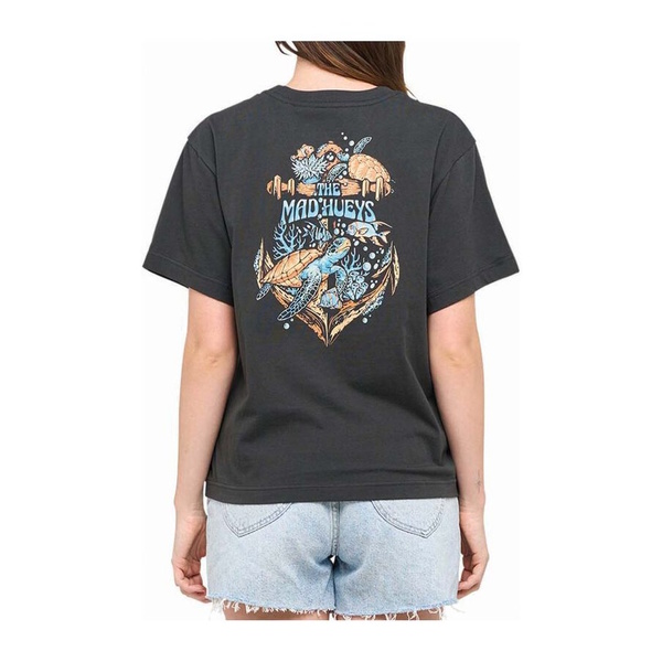 Mad Hueys Tee Ss Woman Turtle Anchor Vintage Black
