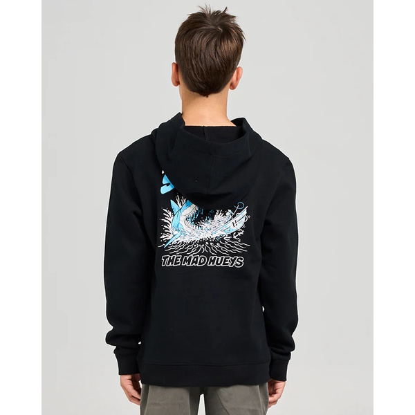 Mad Hueys Boys Fleece Great Bite Shark Hooded Black