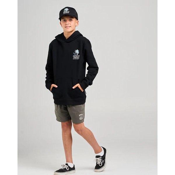 Mad Hueys Boys Fleece Great Bite Shark Hooded Black