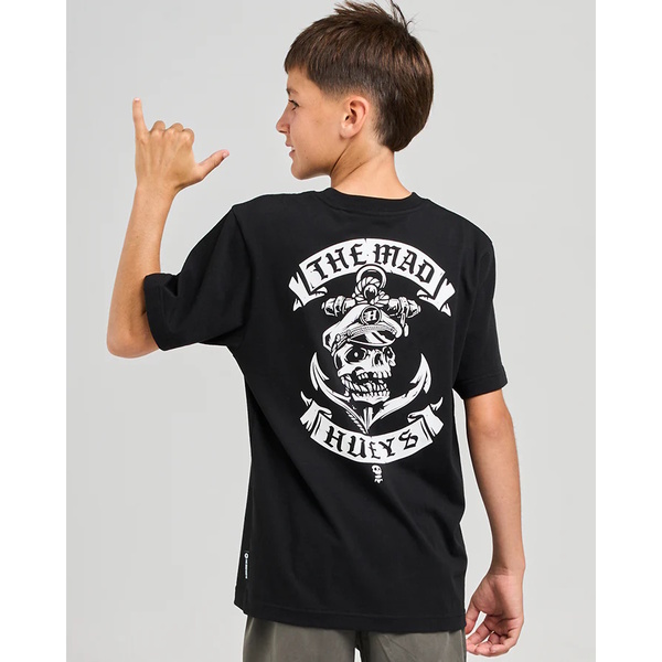 Mad Hueys Boys Tee Sailor Anchor Youth Black