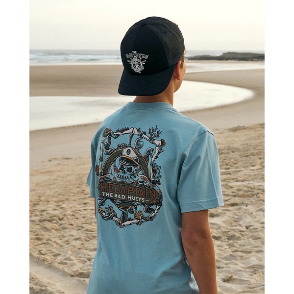 Mad Hueys Boys Tee Sea Captain Youth Steel Blue