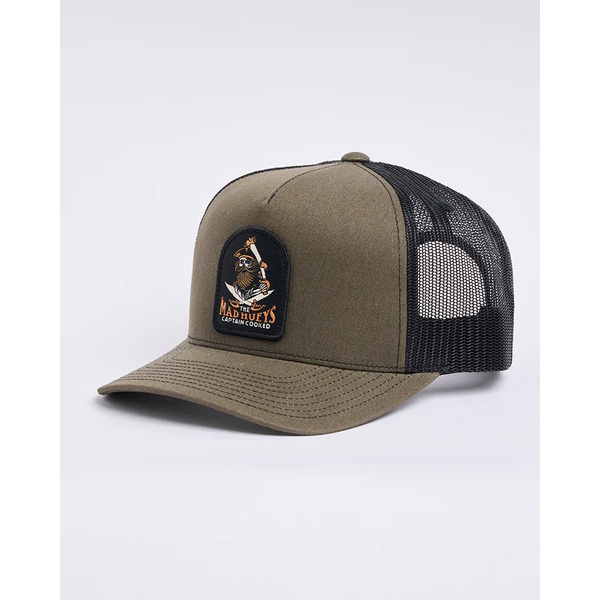 Mad Hueys Cap Trucker Captain Ship Faced Twill Olive