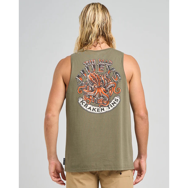 Mad Hueys Singlet Kraken Port Hole Olive