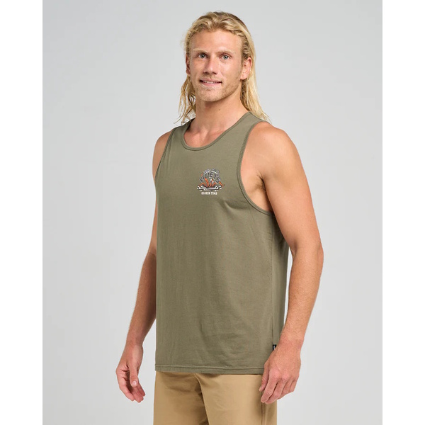 Mad Hueys Singlet Kraken Port Hole Olive