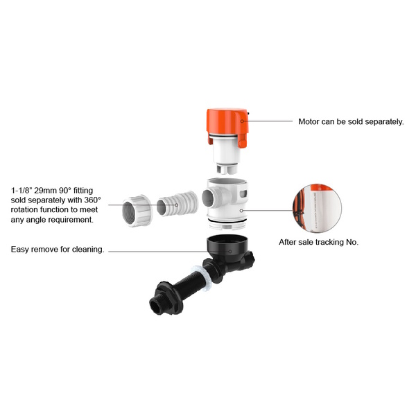 Horizontal Livewell Pump - 12V / 1100 Gph (28Mm Hose) 