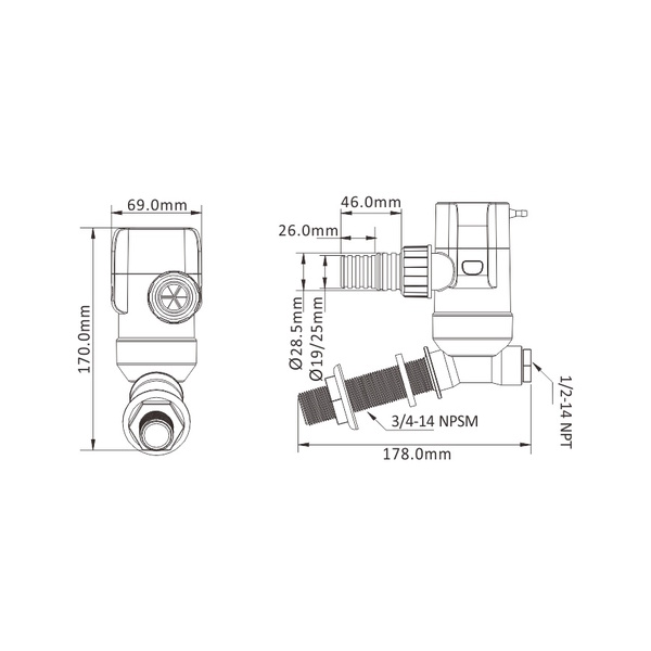 Horizontal Livewell Pump - 12V / 1100 Gph (28Mm Hose) 