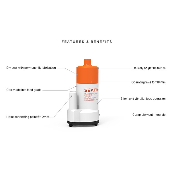 Self Venting Submersible Pump 12V 12Lpm 