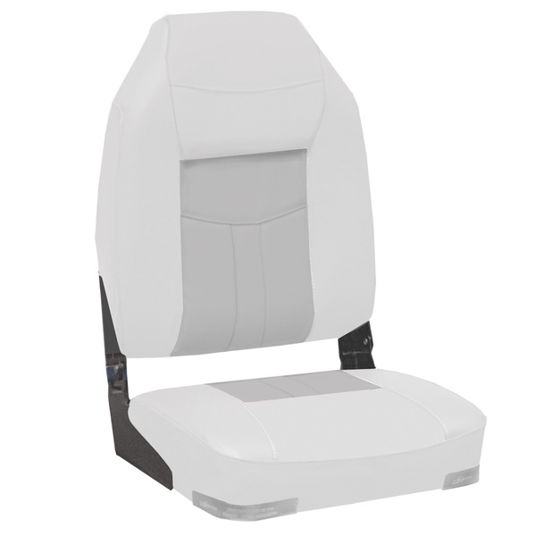 High Back Deluxe Fold Down Boat Seat Upholstered - White/Grey 