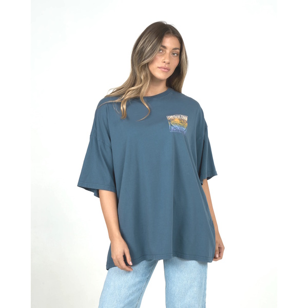 Womens Posted B.F Tee-Midnight Navy