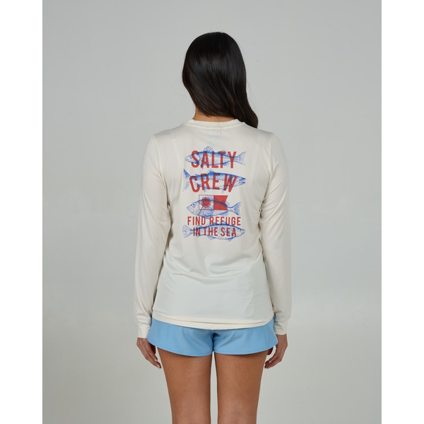 Salty Crew Womens Fish Finder Sun Shirt-Off White