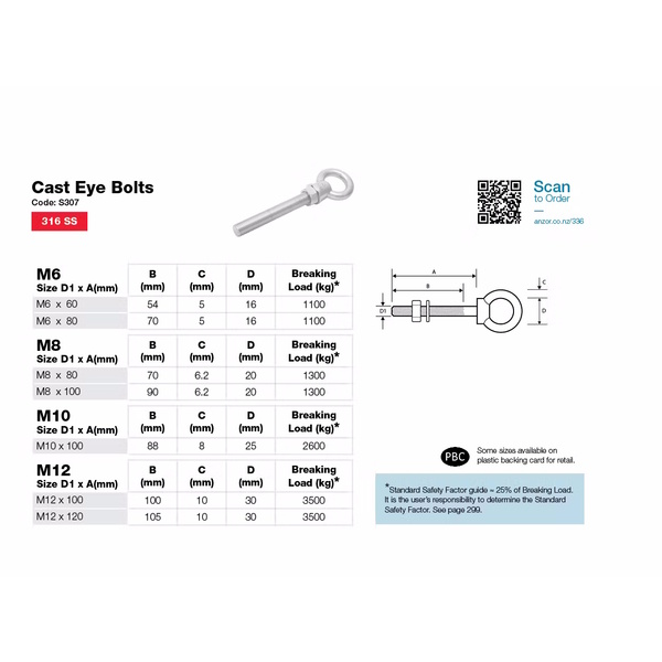 Eye Bolt Cast Ss316