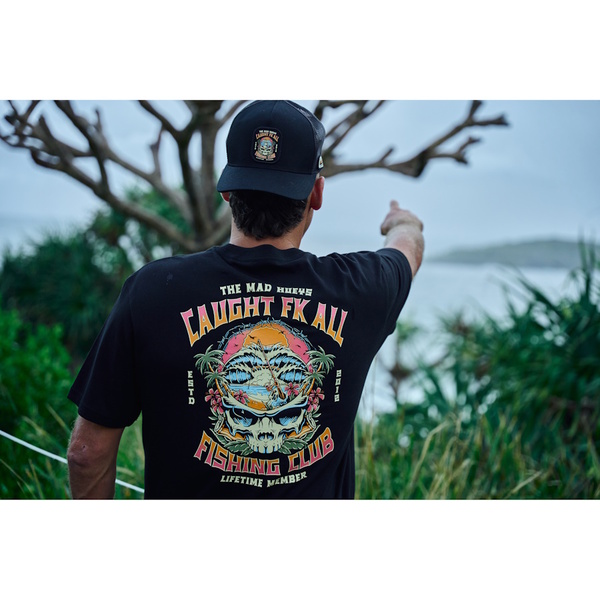 Caught Fk All Skull  Ss Tee-Black