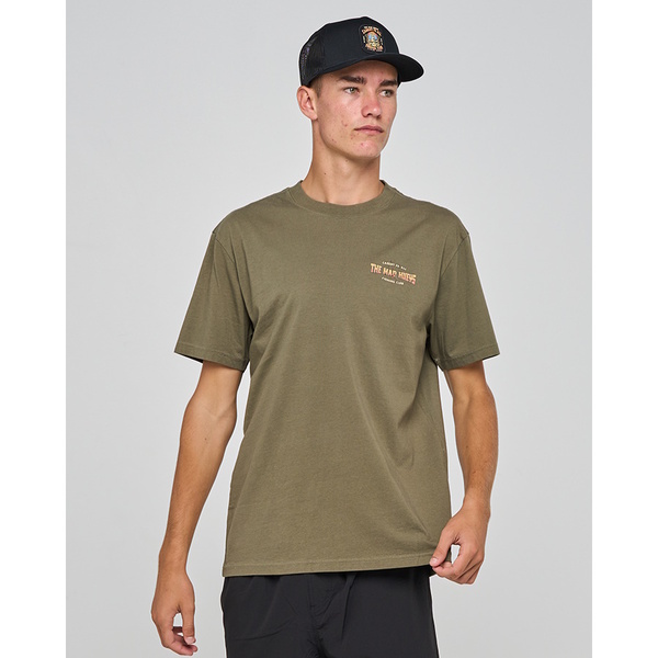 Caught Fk All Skull  Ss Tee-Olive