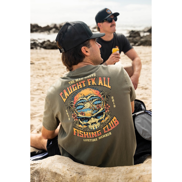 Caught Fk All Skull  Ss Tee-Olive