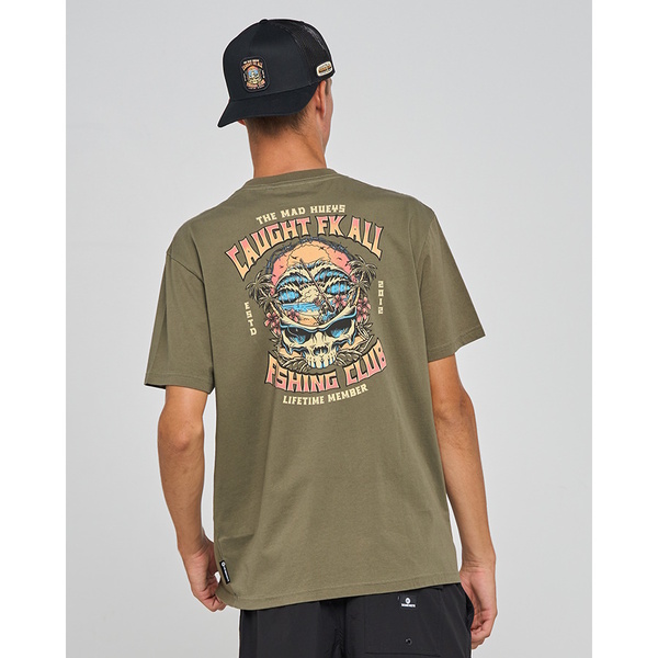 Caught Fk All Skull  Ss Tee-Olive