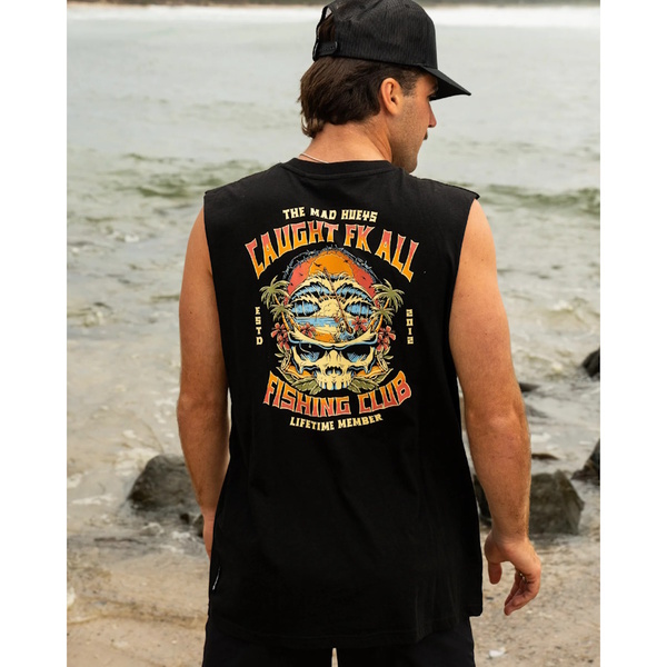 Caught Fk All Skull  Muscle-Black