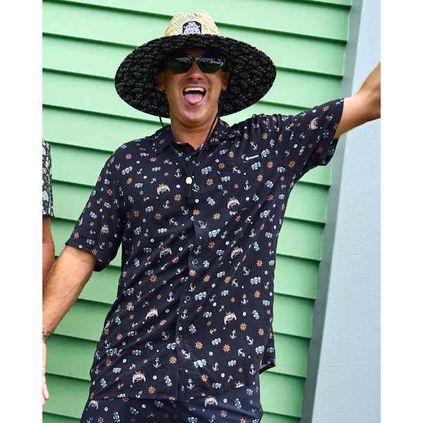 Triple Anchor  Ss Woven Shirt-Black