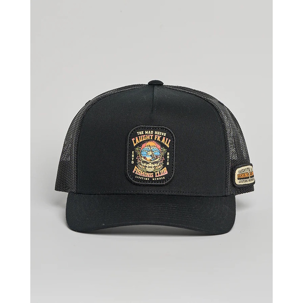 Caught Fk All Skull  Twill Trucker-Black