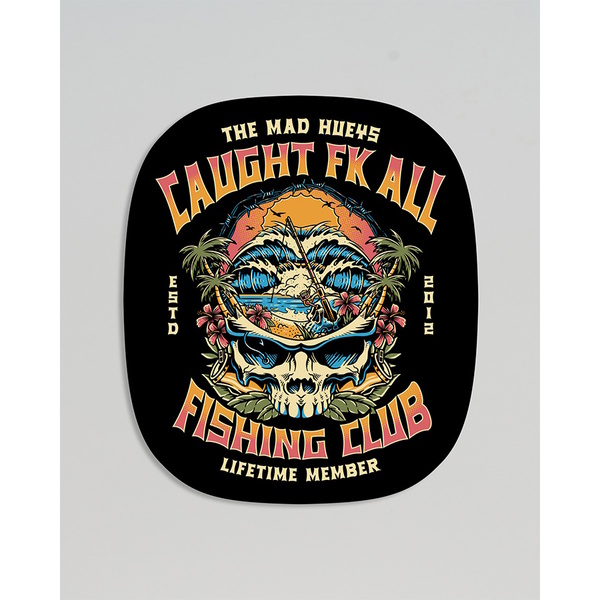 Caught Fk All Skull  Sticker-Black