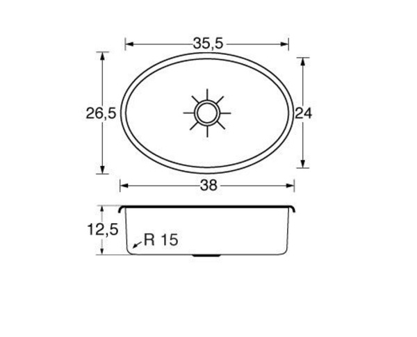 Oval Stainless Sink 400 X 265 X 150Mm Highly Polished)