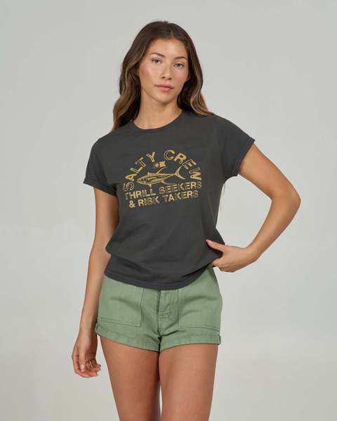 Womens Tee Stamped Modern Charcoal