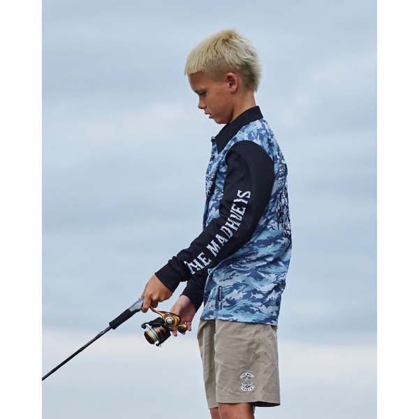Rope Skull Anchor Youth Upf50+ Jersey Steel Blue