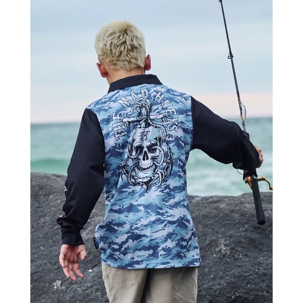 Rope Skull Anchor Youth Upf50+ Jersey Steel Blue