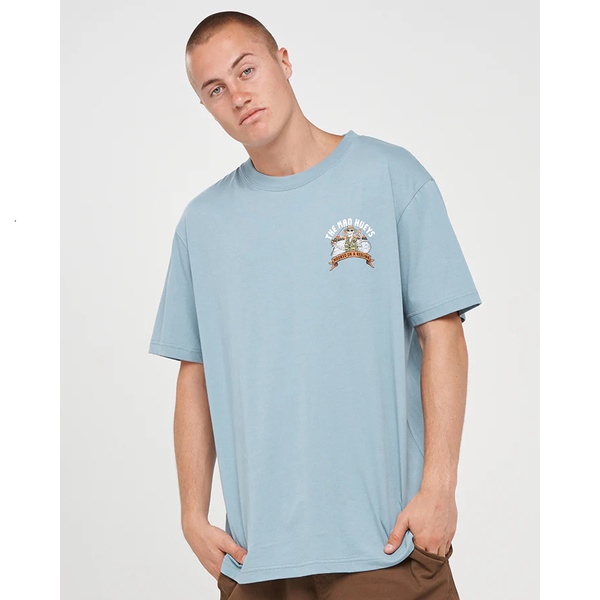 Hooked On A Reeling Tee Steel Blue