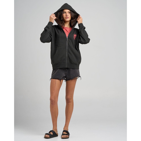 H Series Split Womens Hooded Zip Vintage Black