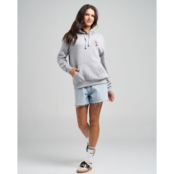 Mermaid Anchor Womens Hooded Pullover Grey Marle