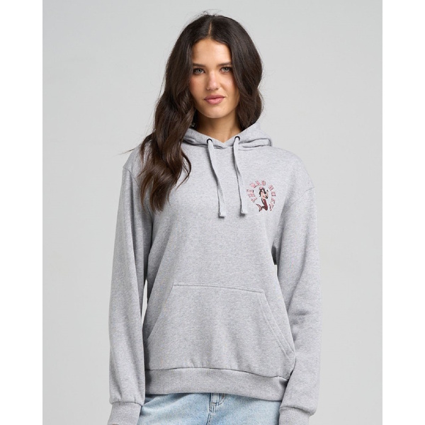 Mermaid Anchor Womens Hooded Pullover Grey Marle