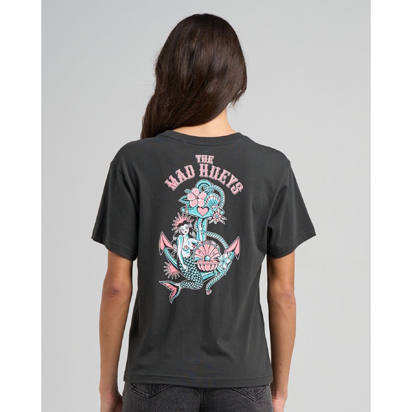 Mermaid Anchor Womens Ss Tee Vintage Black