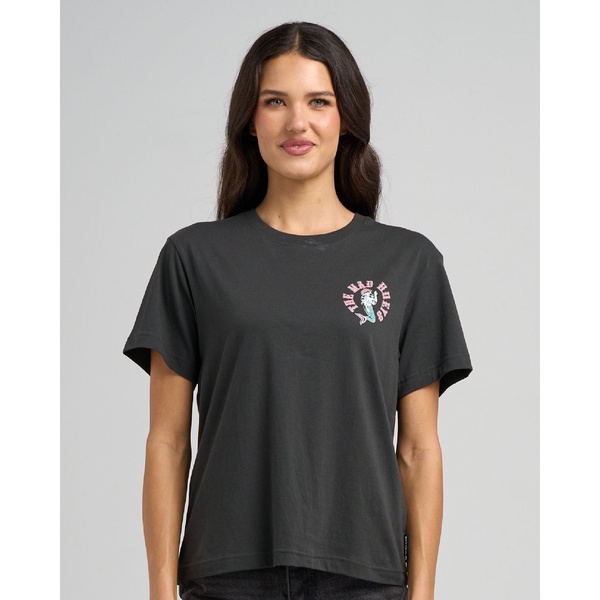 Mermaid Anchor Womens Ss Tee Vintage Black