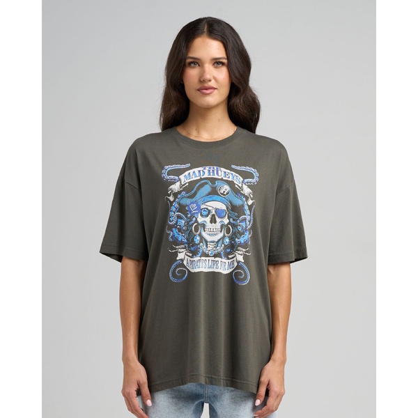 Pirates Life Womens Oversized Tee Charcoal
