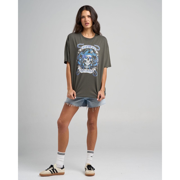 Pirates Life Womens Oversized Tee Charcoal
