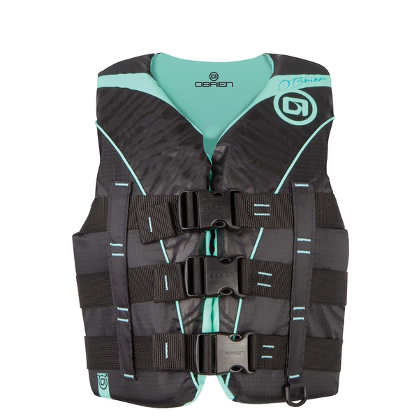3-Belt Nylon Pro Womens Sports Pfd Life Vest Black /Aqua