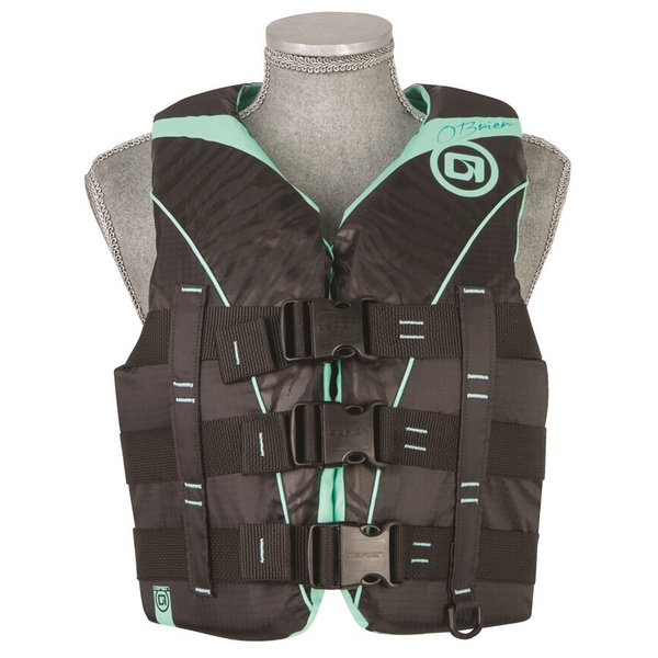 3-Belt Nylon Pro Womens Sports Pfd Life Vest Black /Aqua