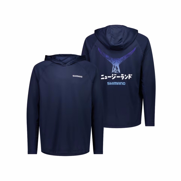 Sunshirt Gyotaku Ls Hooded Tech Marlin Tail Navy