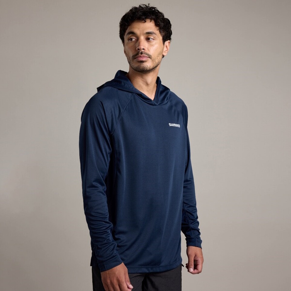 Sunshirt Gyotaku Ls Hooded Tech Marlin Tail Navy
