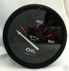 Amega 50mm Domed Oil Pressure Gauge-80 psi (Black)