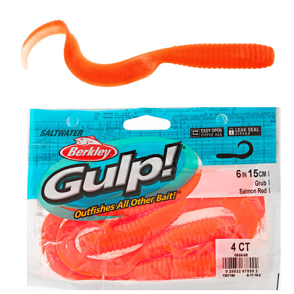 Gulp! Softbait 6" Grub Salmon Red