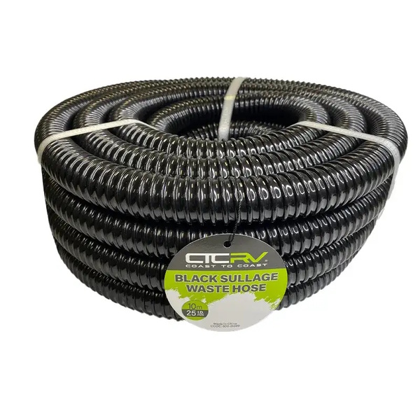 Black Rv Waste Hose (Smooth Bore) 25Mm Id Per Metre