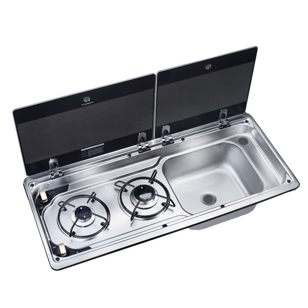 2 Burner Stove/Hob W/Glass Lid Plus Sink/Tap