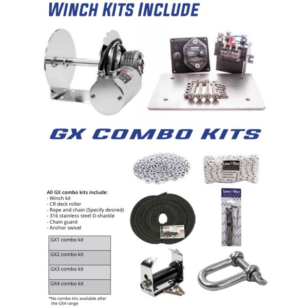 Gx4 Anchor Winch W/ Rope/Chain/Acc. Pk (To 14M)